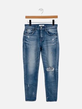 Moussy Vintage Distressed Helendale Jeans in Faded Blue